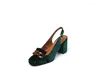 Dress Shoes Summer Women Sandals Flock Chunky Heel High Heels Retro Velvet Slingback For Crystal Tassel Pumps Party