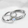 Wedding Rings Double Fair Romantic Semi-precious Moonstone White Gold Color Couple Valentine's Day Gift For Fashion JewelryKBR161