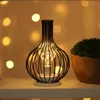 Table Lamps Wine Glass Bottle LED Night Light Metal Lantern Iron Hollow Out Lamp For Cafe El Balcony Home Decoration