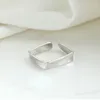 Anéis de Cluster "Falso Uma Penalidade Dez 925 Sterling Silver Design Sense Square Abertura Geométrica Anel Simples Jóias