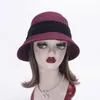 Berets Lawliet Chic Womens Downtown Abbey Style Cloche Bucket Wool Felt Wedding Hat T540