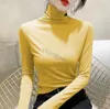 Femme Knits Tees Chemises Designer Sweat à capuche Femmes Top S Yoga Chemise Col Haut Manches Longues Femme Slim Style Avec Budge Neck Tees Matériel Modal Taille Asiatique S-2XL