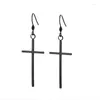 Brincos pendurados 1 par de cruz de aço inoxidável para homens e mulheres metal punk antialérgico joia de orelha perfurada