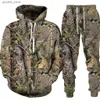 Survêtements pour hommes Hiver Automne Camouflage Feuilles 3D Sweats à capuche Femmes Homme Survêtement Outdoor Hommes Vêtements Costumes Sweat à capuche surdimensionné Pantalon Set Q231117