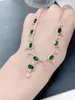 Catene Boutique Gioielli Argento sterling 925 intarsiato con gemme naturali Diopside da donna Linea Haohua Collana Regalo Ragazza Festa Compleanno Ne