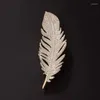 Broches Trendy broche goud/zilver kleur CZ kristal OL veer partij eenvoudige sieraden accessoires voor vrouwen cadeau