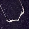 Pendant Necklaces Deer Antlers & Pendants For Women Christmas Vintage Silver Plated Jewelry Collier N050