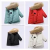 Real Fur White Duck Down Coats 2024 Winter Children Midi Length Down Jacket New Warm Kids Boys Thicken Coat Hooded Baby Snowsuit