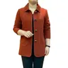 Women's Jackets Women Coat Stylish Middle-aged Cardigan Jacket Loose Fit Turn-down Collar Solid For Mothers Mother