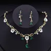 Wedding Jewelry Sets Gorgeous Crystal Bride for Women Luxury Flower Choker Necklace Earrings Dress Bridal Fashion 231116