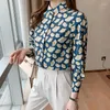 Blouses femininas France estilo lanterna manga camisa folhas ginkgo folha impressão 2023 primavera verão mulheres tops blusas mujer