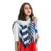 Scarves Soft And Comfortable Thick Fine Blue White Stripe Splicing Color Contrast Personality All-match Scarf Beach Towel