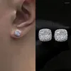 Boucles d'oreilles 023 coréen élégant Zircon carré tempérament personnalisé petit pour femmes hommes bijoux