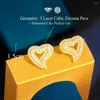 Stud Earrings Pera 2023 Fashion Hiphop Bling Iced Out CZ Stone Hollow Heart Shape For Women Rapper Party Jewelry Gift E412