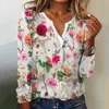 Magliette da donna Canotta casual alla moda da donna con scollo a V Camicia estiva a maniche lunghe ampia da donna leggera