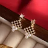 Orecchini a pennello Imitazione originale francese Crystal Crystal Geometric Women Women Fashion Bride Wedding Jewelry Regalo