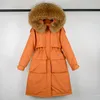 Mulheres Down Parkas Janveny Grande Natural Raccoon Fur Com Capuz Longo Casaco Mulheres Inverno 90% Duck Down Parkas Feminino Espessura Sash Tie Up Jackets 231116