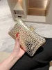 Evening Bags Stone Skin Gold Leather Wedding Dinner Wallets Party Banquet With Chain Mini Purse Drop 231115