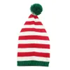 Noel Örgü Elf Şapkaları Noel Beanie Noel Baba Şapkası Ponpon Çizgili Kış Şapkaları Kadın Erkekler İçin Toplu Sıcak Tığ kapakları