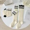 Women Socks Korean Stripped Long Autumn Spring Soft Cotton Lolita Stockings Girls Casual Knitted Knee High