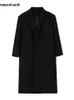 Mélanges de laine pour hommes Mauroicardi automne hiver long noir surdimensionné manteau chaud hommes épaulettes double boutonnage vêtements d'extérieur de luxe 231116