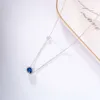 Fine Jewelry Gold Small Oval Shape Natural Blue Sapphire Pendant Necklace