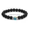 Bracelets de charme 12 couleurs Naturel Black Lava Stone Turquoise Tigers Eye Bracelet Vaolcano Aromathérapie Huile Essentielle Diffuse Dhgarden Dhvrv