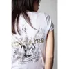 23 été nouveau français maintenant Zadig Voltaire T-Shirt femme guitare lettre estampage imprimé col en V chemises blanc coton T-Shirt femme