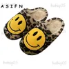 Slippers ASIFN Vrouwen Gezicht Slippers Pluizige Huis Slipper Schattig Luipaard Print Cadeau voor haar Fleece Platte Schoen Dames Indoor Muilezels T231116