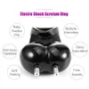 Vibrateurs Choc électrique Stimulateur de testicules Cage de chasteté Mâle Electro Scrotum Pouch Bdsm Bondage Cock Scrotum Sleeve Trainer E-stim Toys 231116