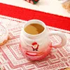 Mugs Santa Claus Tree Ceramic Cup Christmas With Snowball Landscape Lock Creative Xmas Gift Holiday Office Home Milk Coffee 231116