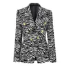 Costumes pour femmes Automne Hiver Unique Zebra Stripe Motif Vinatge Style Tissu en velours côtelé Femmes Slim Classic Blazers Vestes féminines pour 2023