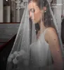 Inne modne akcesoria Perły Bridal Veil 2 poziomy Blusher Wedding Veil Drop Veil Cover twarz biała/kości słoniowej/szampana velos de noiva koraliki katedra 300 cm J230416