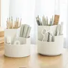 Lagringslådor Desktop Cosmetic Organizers Multifunktionella 360 Rotertable Desk Organizer med 3 slots School Office Pen Stationery