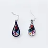 Boucles d'oreilles pendantes tendance simple résine rose fleur séchée goutte à goutte pour femmes brillant en acier inoxydable crochet d'oreille doux élégant fête bijoux cadeaux