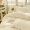 Sängkläder set seersucker set duvet täcker platta ark kudde lakan mjuk tröskelkläder nordisk ins stil 231115