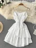 Casual Dresses Vintage Girl Dress Sexy Strapless Backless Spaghetti Strap French Style HIgh Waist A-Line Mini Nightclub Frock