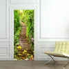 Wallpapers Self-adhesive 3D Door Sticker Mural Forest Stone Stairs Waterproof PVC Wallpaper Wall Stickers Living Room Bedroom Home Decor