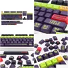 Tangentbord 135 Keys/Set XDA-profil EVA-13 Japanska nyckelkapslar DIY Anpassad PBT Purple KeyCap för MX Switches Mechanical Gaming Drop Delive DHFMA