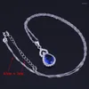 Серьги по ожерелью настройки прекрасной грушевой синей кубической цирконии белой серебряной подвесной цепь Cz Кольцо V0293
