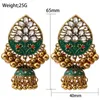 Dangle Earrings Bohemian Ethnic Green Flower Jewelry 2023 Women White CZ Antique Gold Plated Tassel