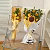 装飾的な花手作りかぎ針編みの花ヒマワリ偽の花束結婚式装飾人工家飾り教師の日ギフト