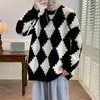 Men's Sweaters Knit Sweater Men Oversized Pull Homme Male Knitted Pullover Jumper Harajuku Casual Streetwear Diamond