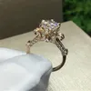 Bagues en grappe véritable solide 925 en argent Sterling fleur de Lotus pour les femmes mariage de luxe 6ct bague en diamant 18k bijoux en or Rose