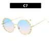 Sunglasses Trend Pearl Round Metal Frame Gradient Sun Glasses Pink Lens Brand Designer Clear Shades Uv400 Ladies Beach Sunnies