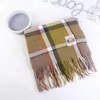 Scarves 1Pcs 2023 Autumn Winter Design Ladies Fashion Plaid Imitation Cashmere Retro-Large Size Thickened Cold Keep Warm Scarf Shawl