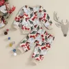 Rompers Ewodos Baby 2piece Christmas مجموعة من البلوزات الغربية طويلة الأكمام وملابس ما قبل المدرسة 231115