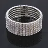 Hot Sale 1 Rows Rhinestones Stretch Bangle Wedding Bracelets Bridal Jewelry Cheap Beading Bracelet For Bride Party Evening Prom Dress