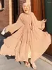 Ethnic Clothing Ramadan Eid Djellaba Abaya Dubai Three-layer Soft Chiffon Muslim Dress Turkey Islam Abayas With Belt