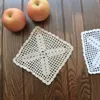 Bordduk 4PC/Set Drink Coasters Square Place Mats Tea Cup Pad Placemat Cotton Crochet Handgjorda spetsar Doilies Köksmat